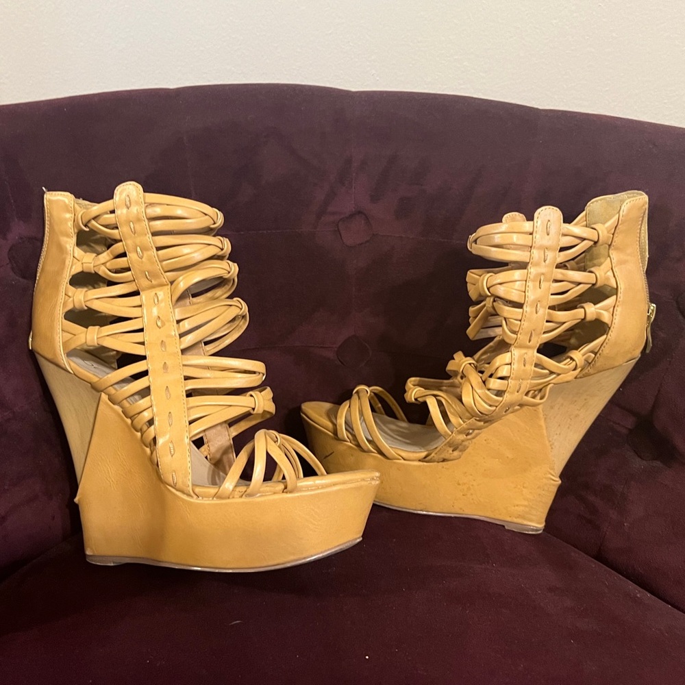 Bebe strappy platform wedges